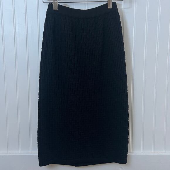 Campioni Venezia Knit Skirt Extrafine Merino Wool Made In Italy Black Women's 10 - Picture 1 of 8
